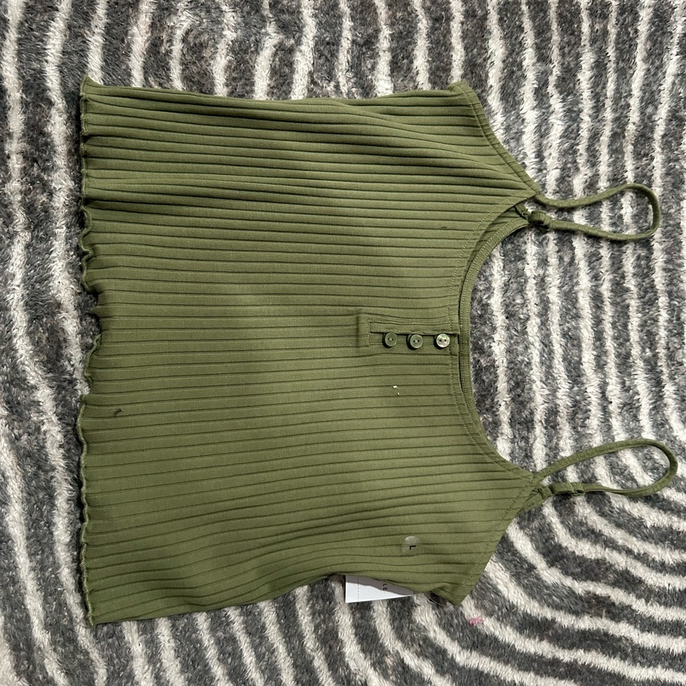 American Eagle Outfitters Olive Green Ribbed Tank Top